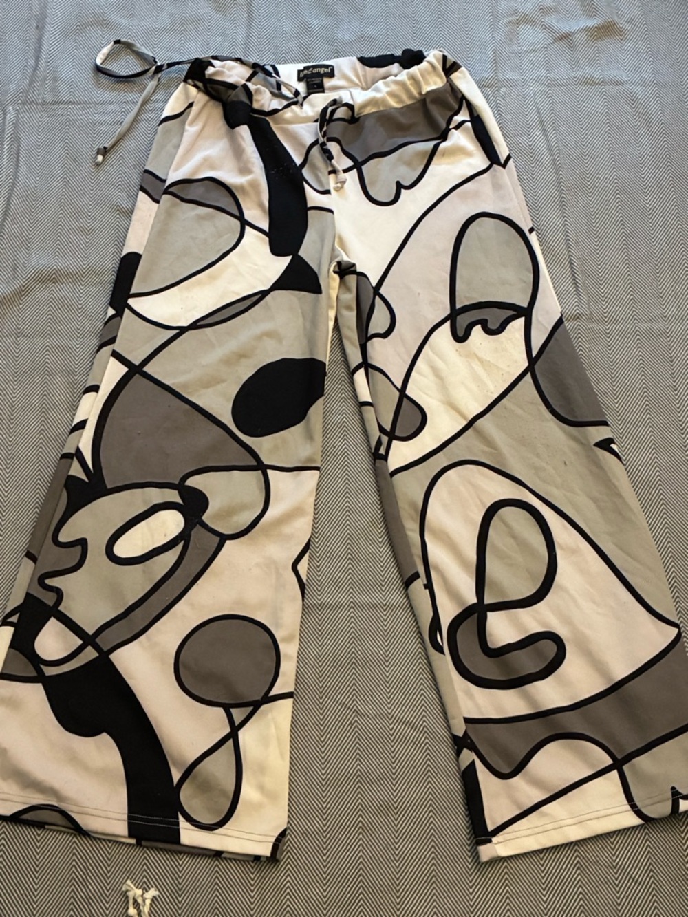 Abstract Swirl Wide Leg Lounge Pants - Black, Gray, Cream